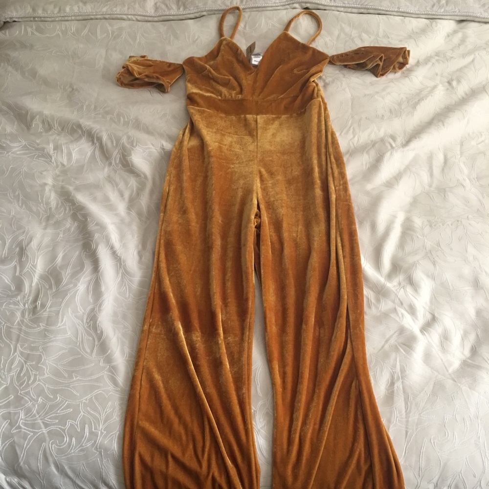 MUSTARD VELVET JUMPSUIT